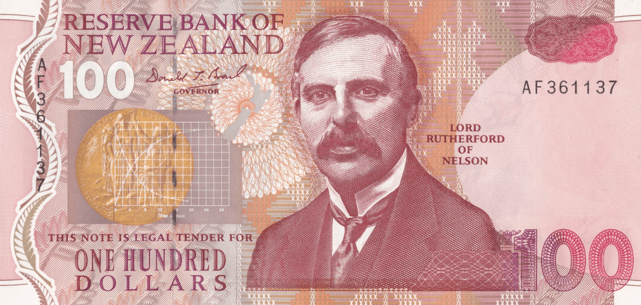 了100新西兰元(如图4),这是新西兰最大面额的货币,其正面为卢瑟福像