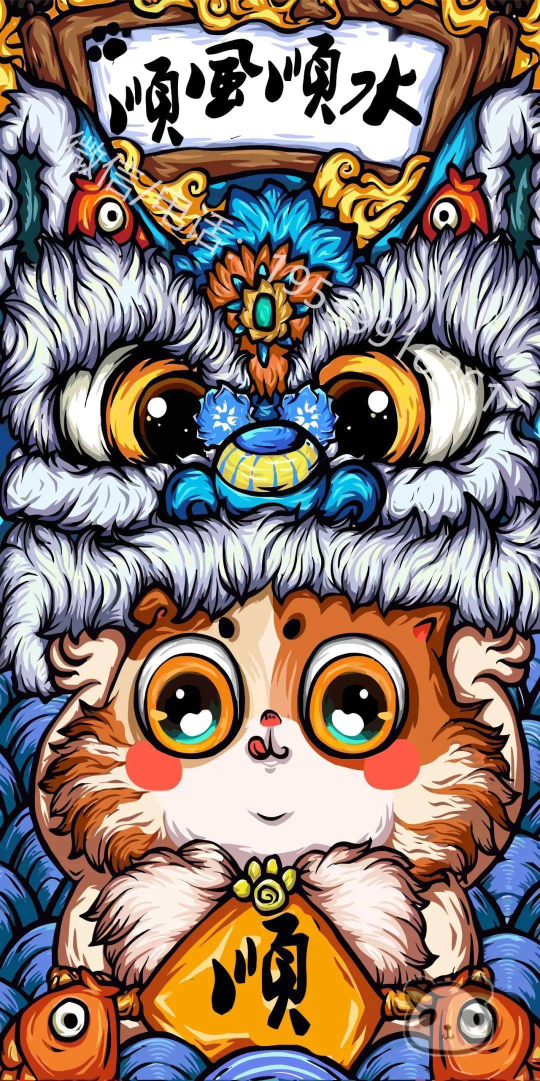 车位涂鸦彩绘图库国潮系列