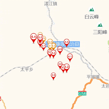 4級地震餘震分佈圖公佈_震中