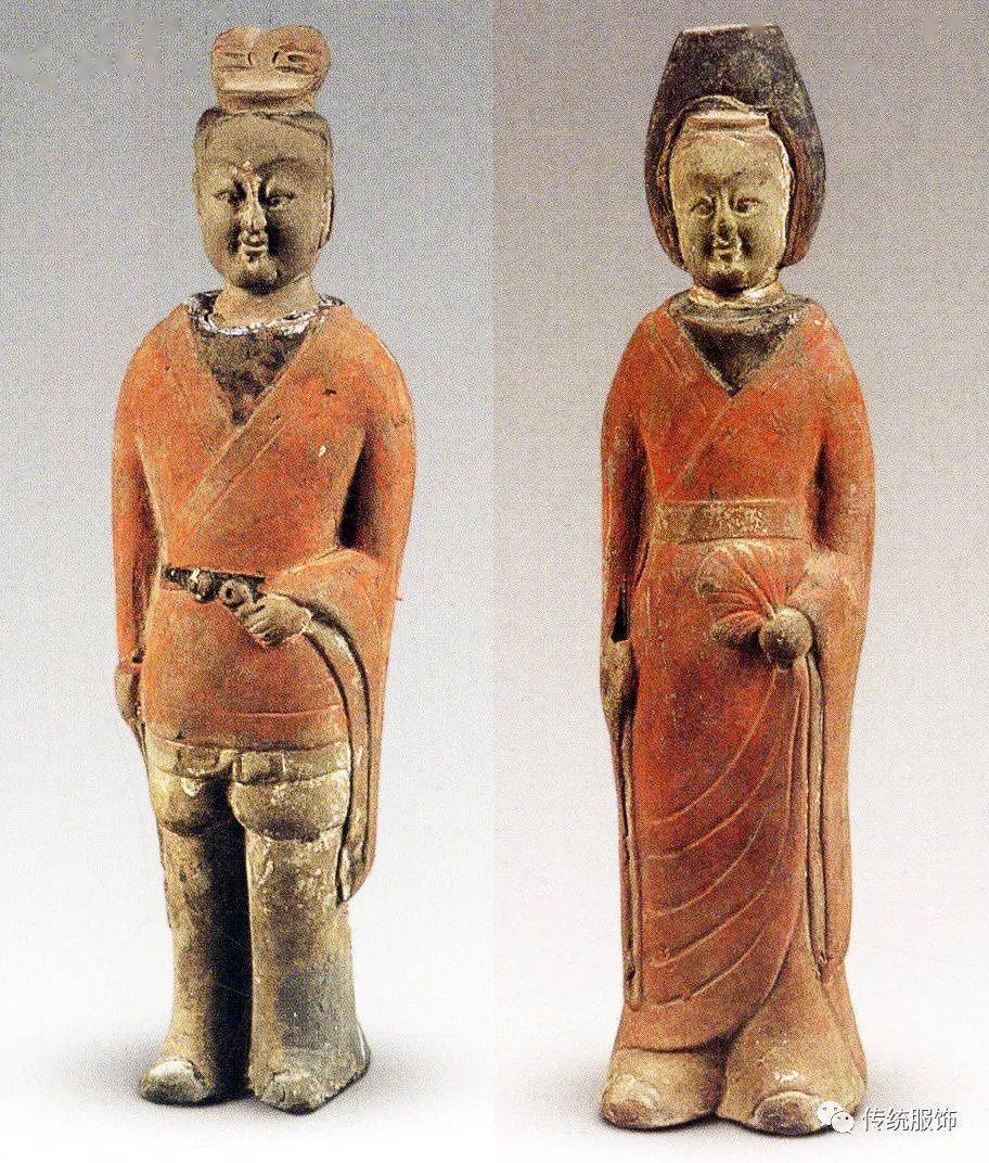 北齐娄睿墓,穿朱衣的文武官俑再看北齐崔芬墓壁画的侍者,衣长一样