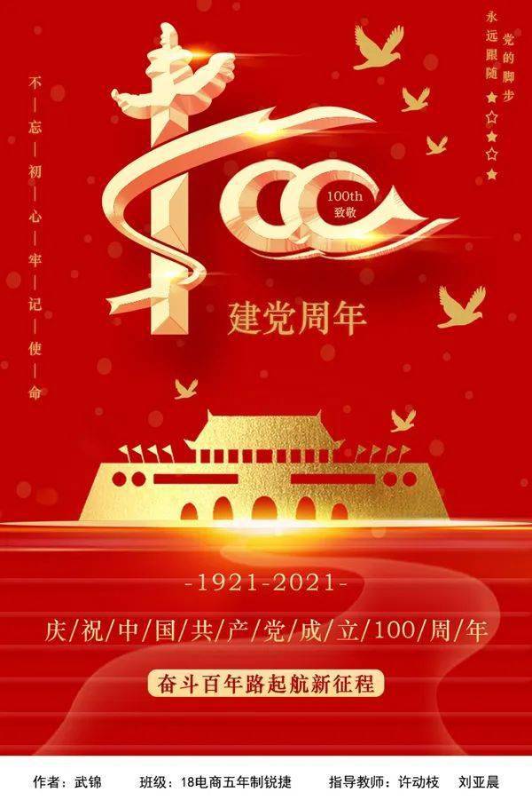 向党献礼新乡职业技术学院学子设计海报献礼建党100周年