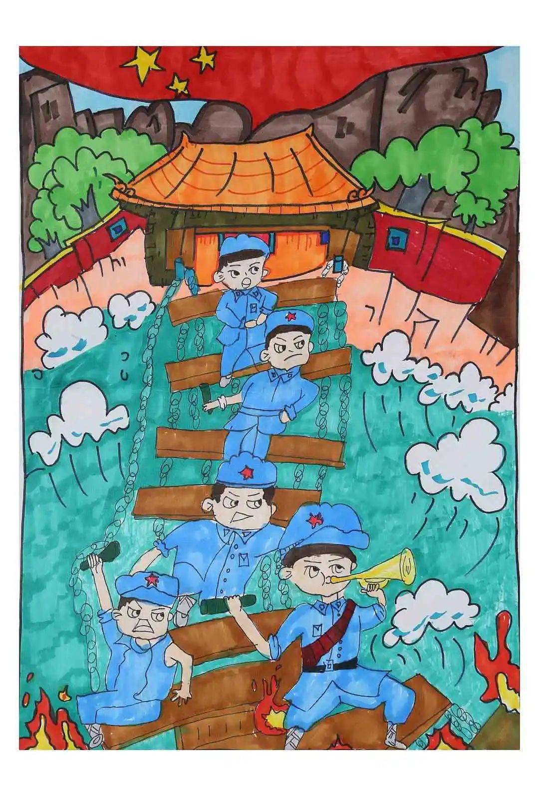 渡江战役儿童画图片