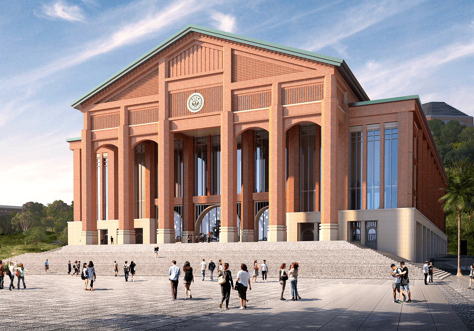 2021年2月,中装建设再次中标中山大学深圳校区3#大礼堂,6#东区公共