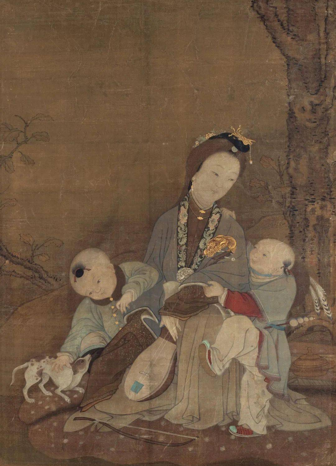 [清代]冷枚《婴戏图》,绢本设色,128×93cm.私人藏品.