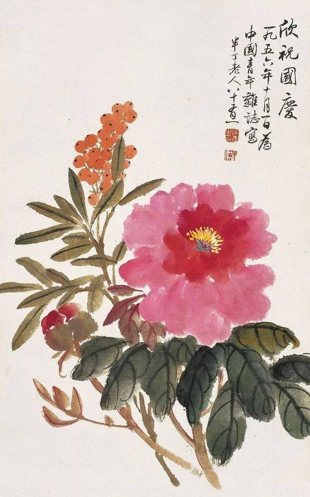 国色天香陈半丁国画牡丹作品欣赏