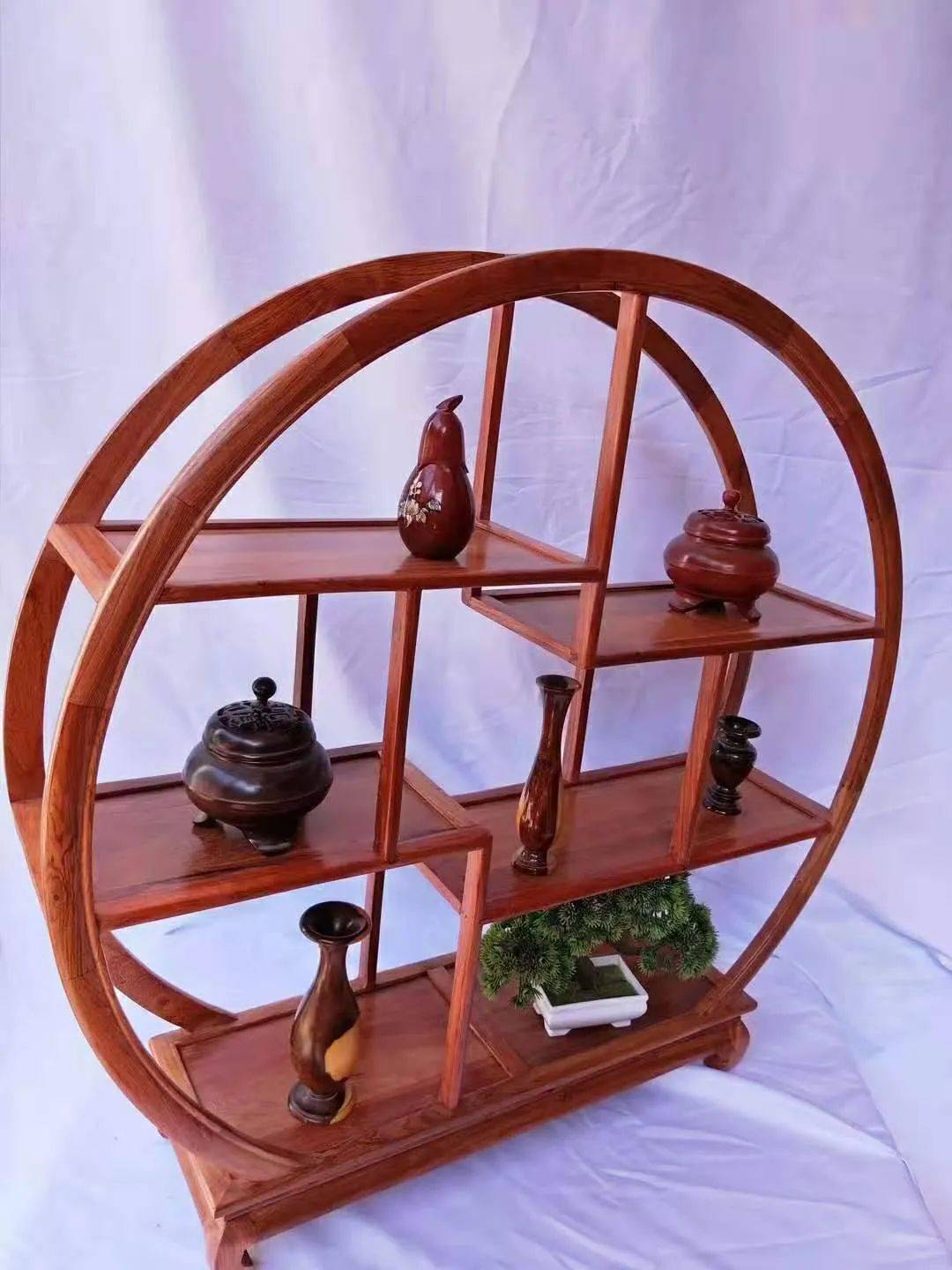 67缅甸香花梨大果紫檀案头博古架