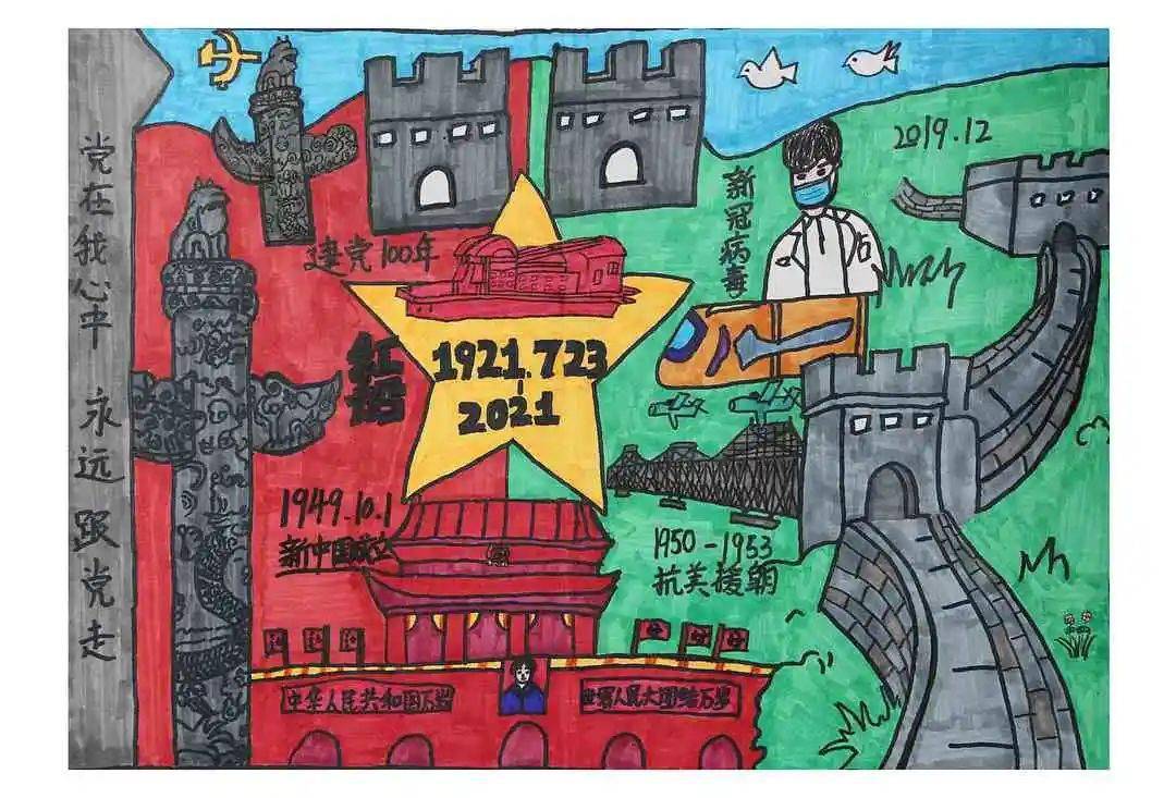 云展览学党史知党情跟党走党在我心中中宁县少儿美术书法作品展三