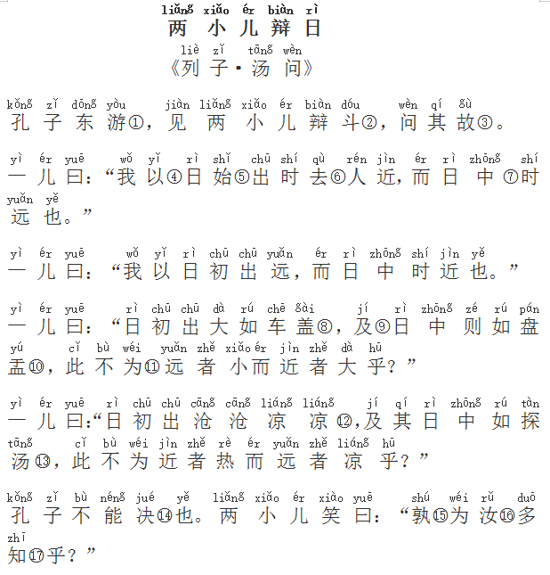 今天一起来打卡第45首古诗词《两小儿辩日【备注】朗读打卡使用的