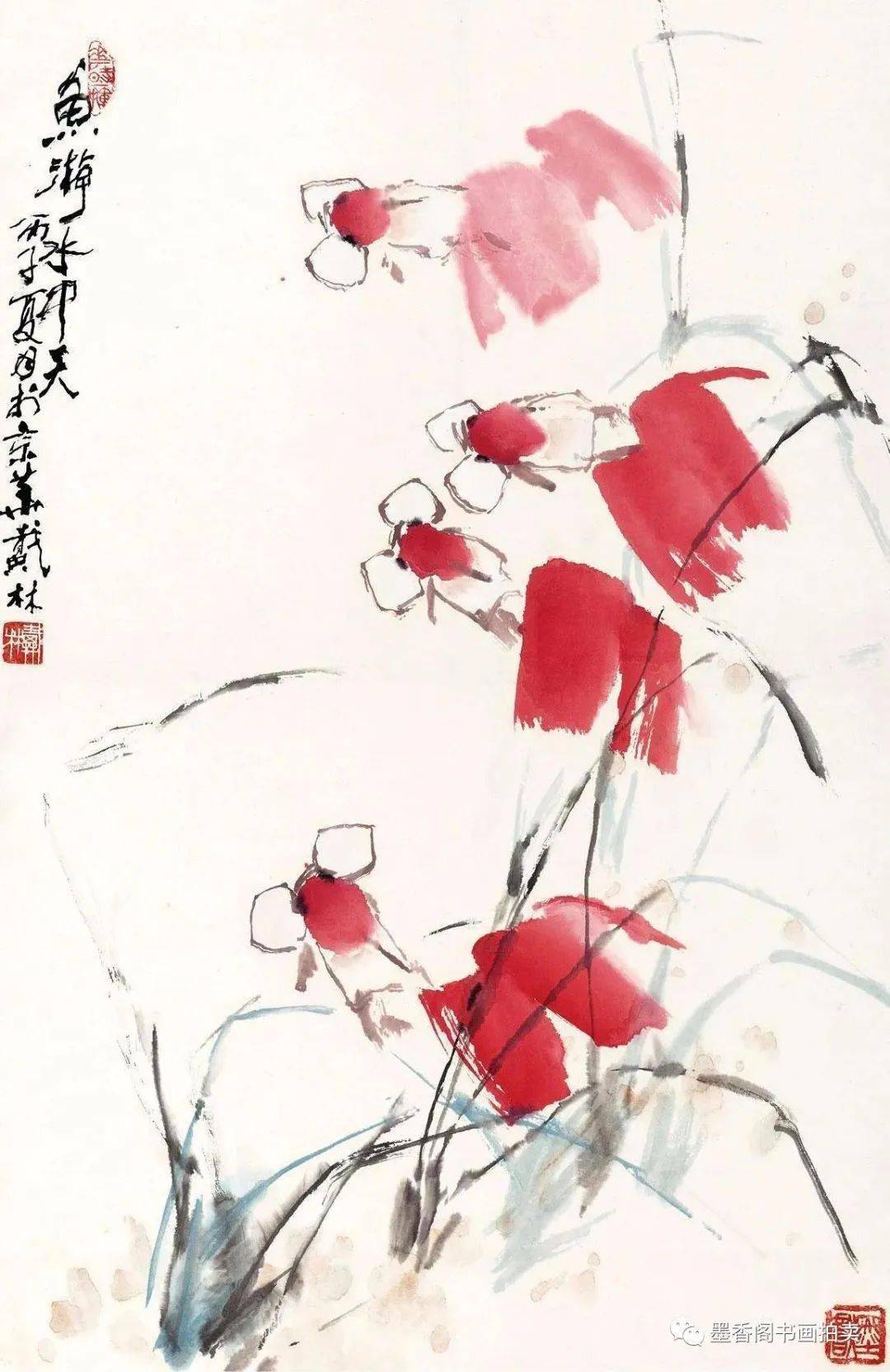 老画家戴林的写意花鸟画,既有齐白石的厚大,又有王雪涛的清丽_书画