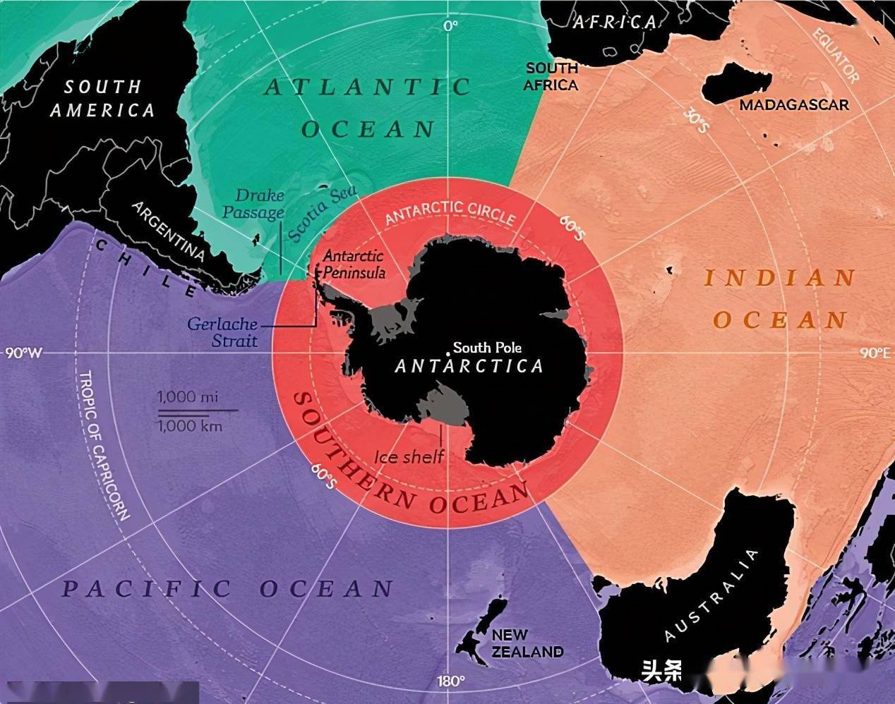 南冰洋地图位置图片