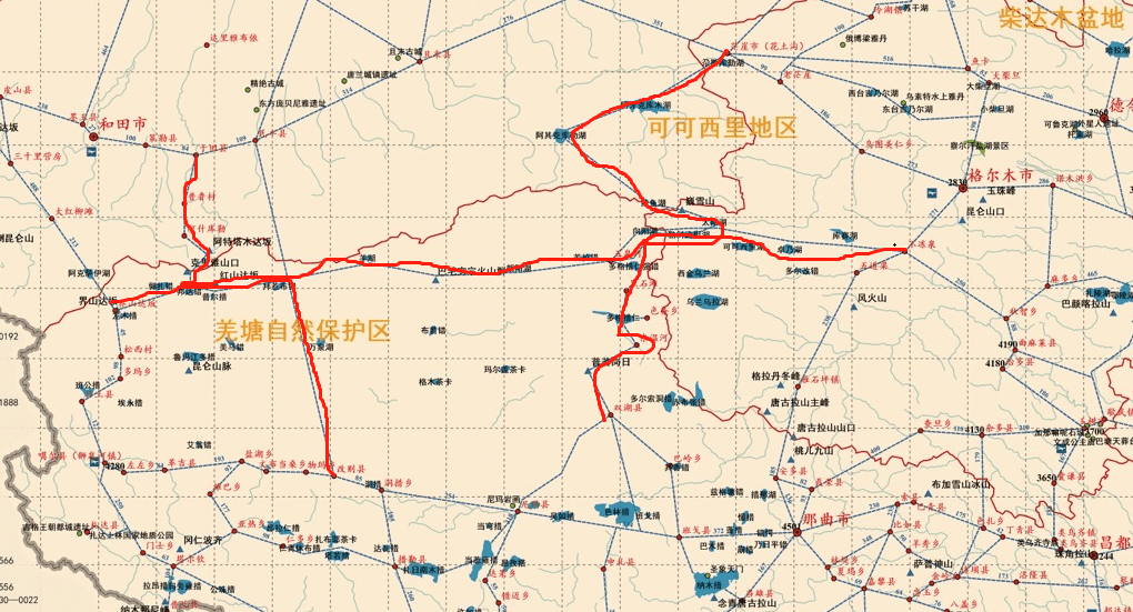 分別是從青海花土溝開始,自北向南依次穿越阿爾金,可可西里,羌塘