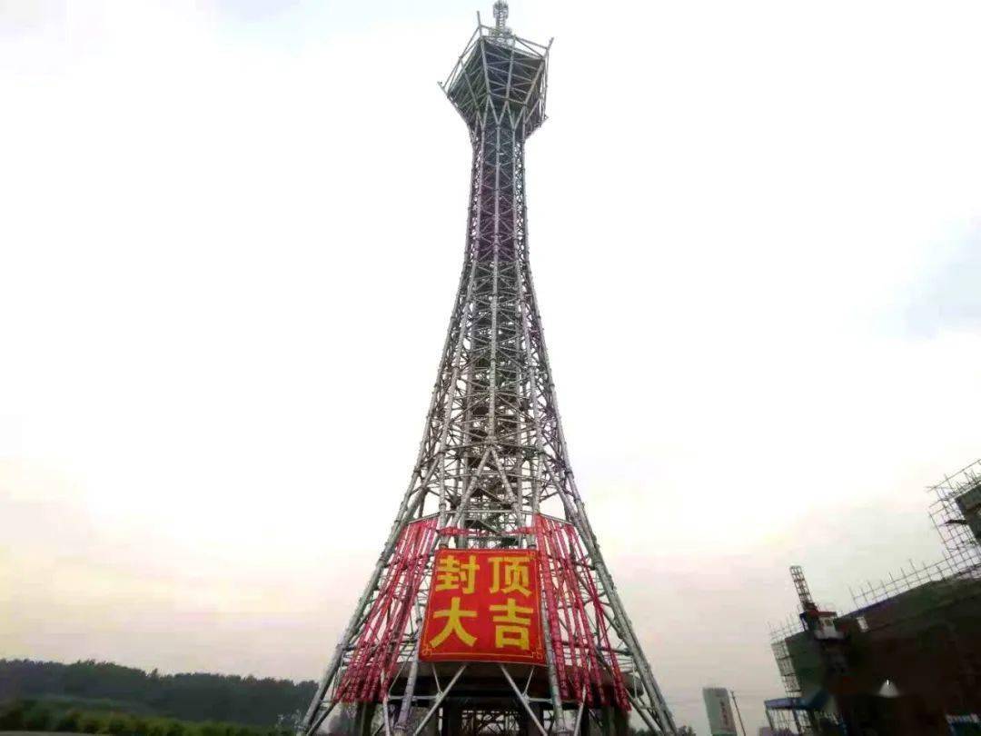 158米砀山新地标新广电中心发射塔主体封顶
