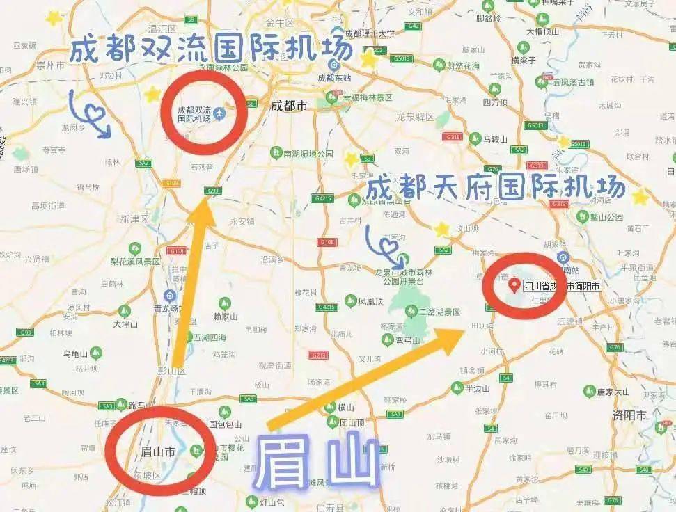 y119—石莲路—简三路—成都天府国际机场(图据百度地图