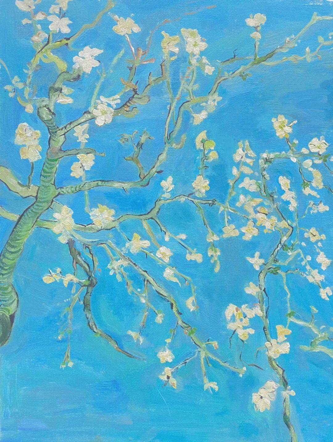 73 临摹梵高《盛开的杏花》73 临摹莫奈《罂粟花田》马星星73