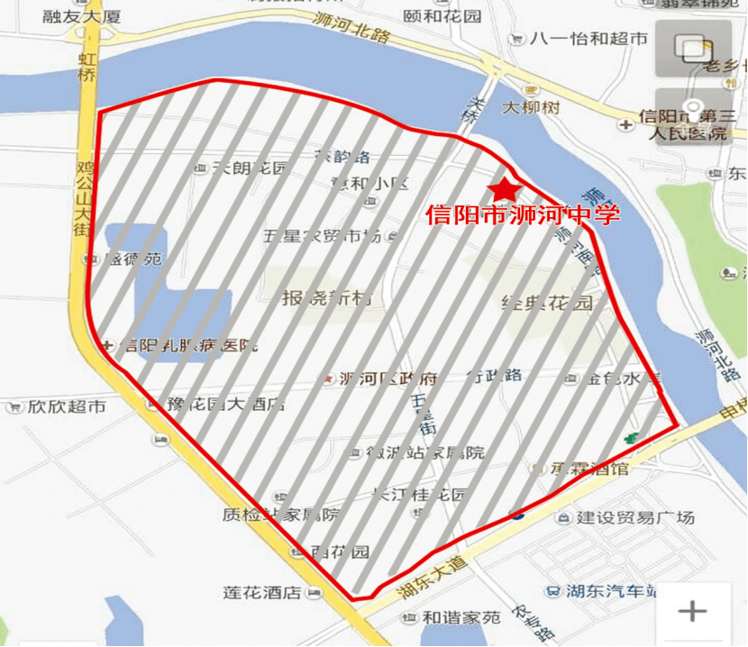 按照浉河区教体局文件精神,浉河中学五星校区学区包括