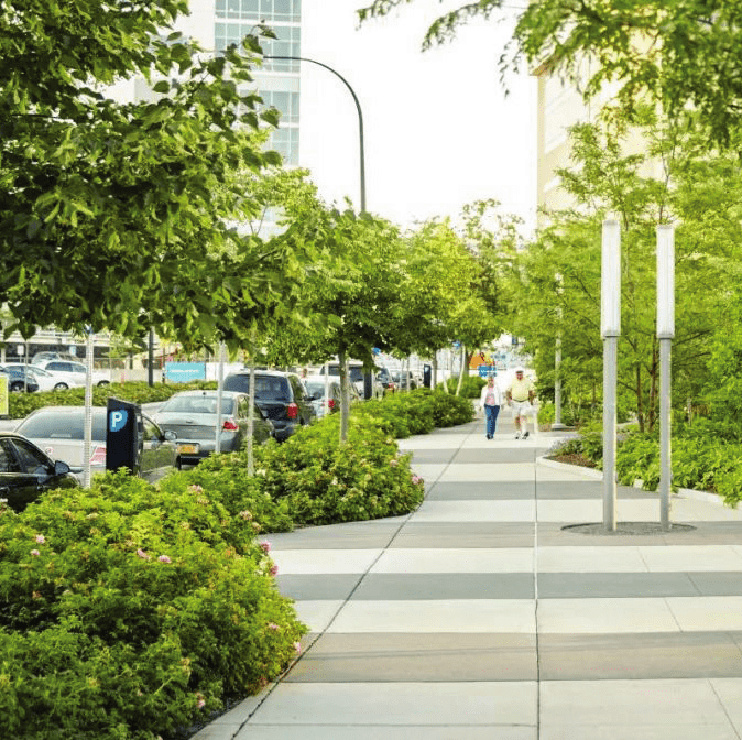 与居住区衔接绿地处理道路转角处绿化优化生态景观的理念融入人行道