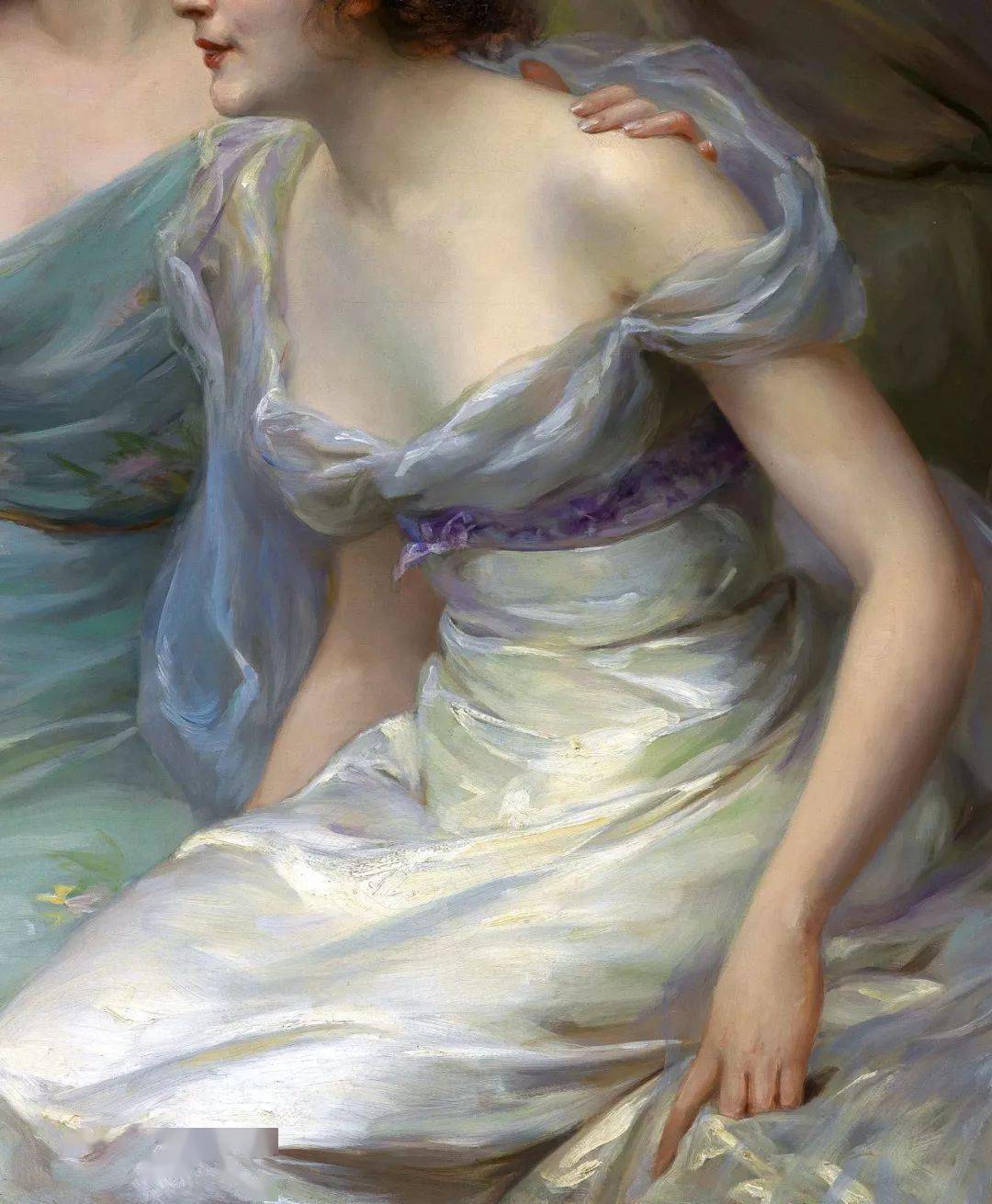 法国画家油画中的仙女身披薄纱性感迷人