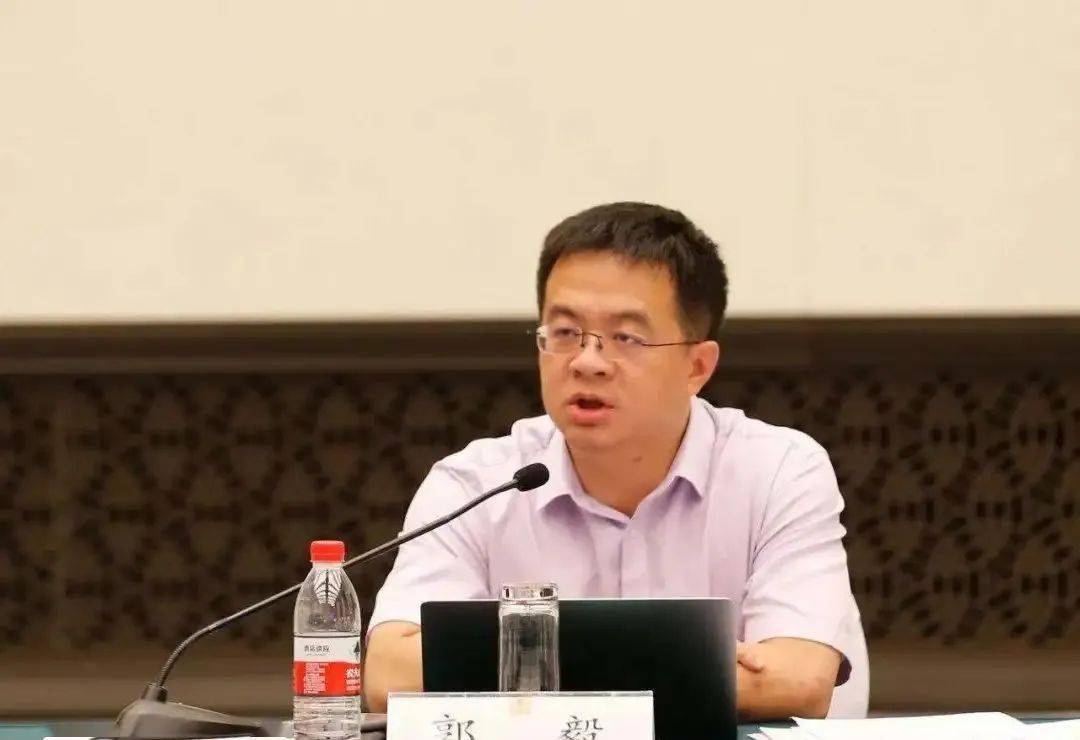 图为北京工商大学国际经管学院党总支书记,教授郭毅在发言