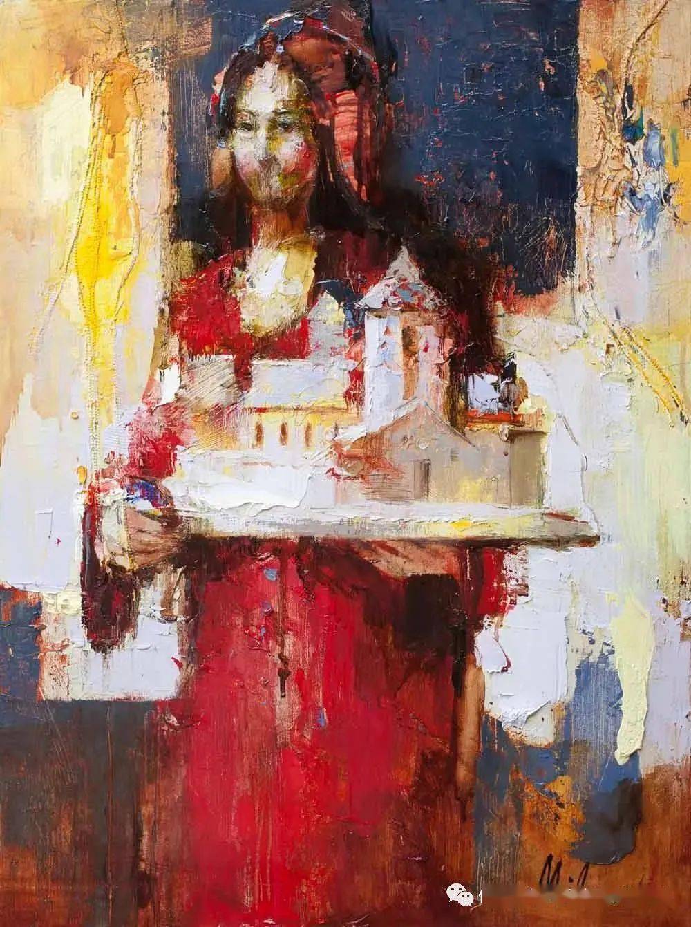 塞尔维亚画家斯托扬油画中女子或站或坐眼波流转拨撩人心