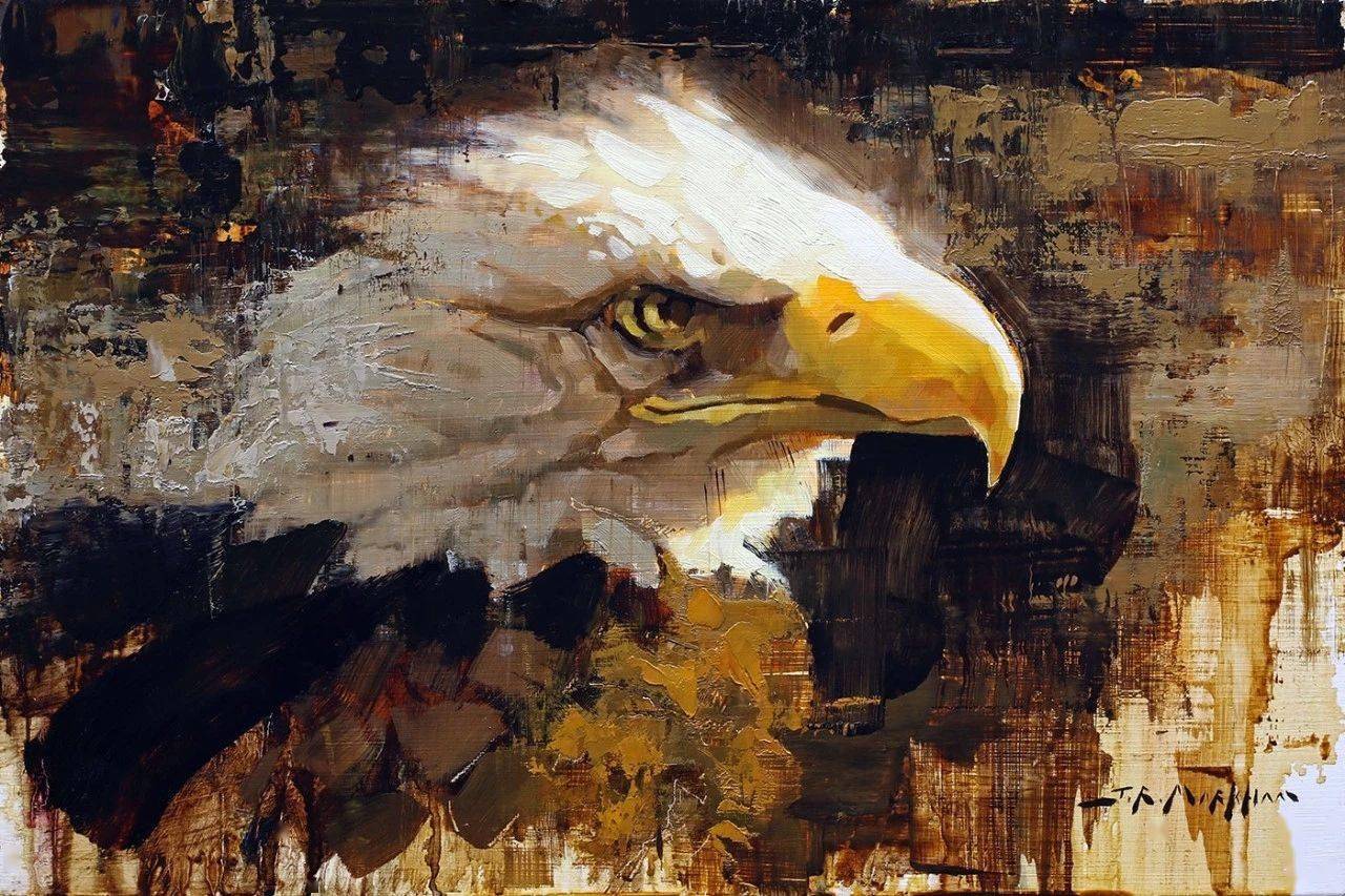 他笔下动物笔触粗犷有序色彩生动感人