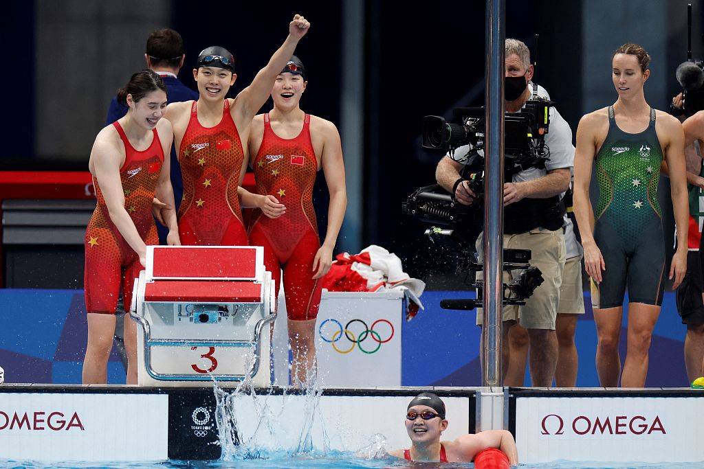 2020東京奧運會女子4x200米自由泳接力決賽打破世界紀錄中國隊奪金