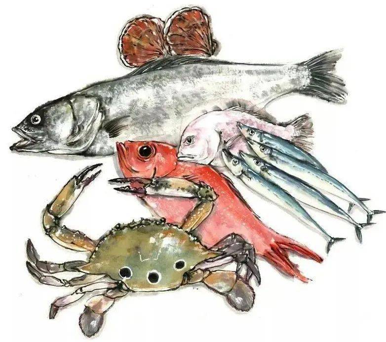 朝餐桌上奔涌而来各种海鲜即将以最活跃的姿态小黄鱼,梭子蟹,鲳鱼