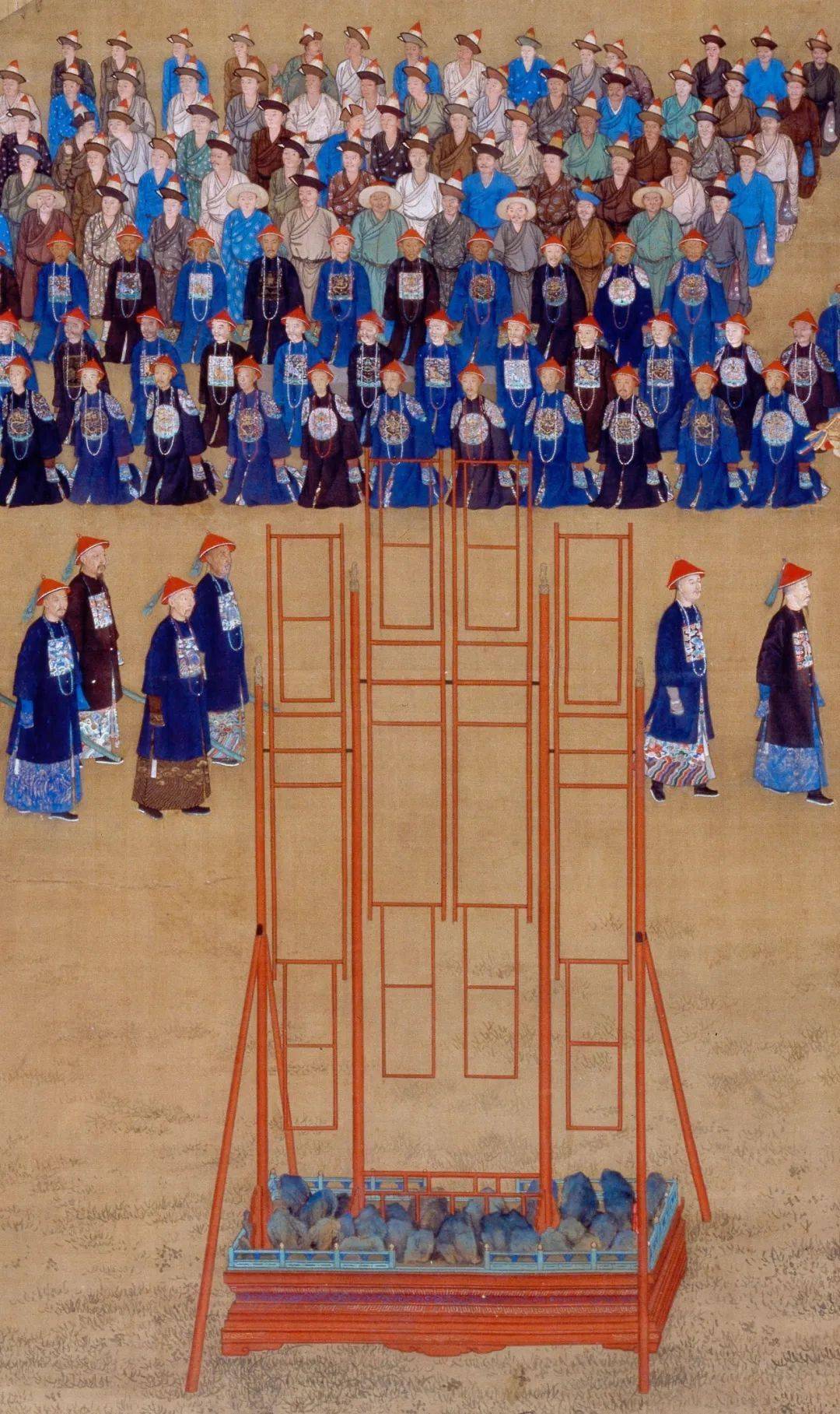 清 万树园赐宴图秋千架(局部)part10冰嬉▲《冰嬉图》局部冰嬉,也