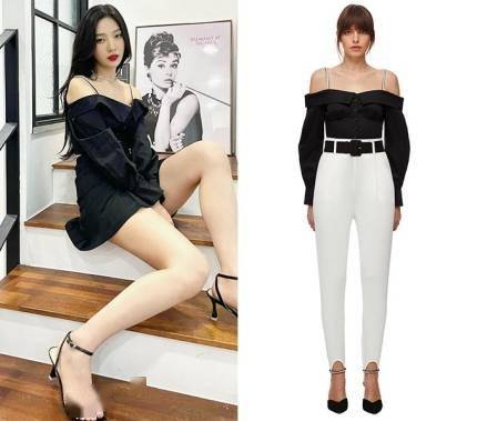 黑色|Red Velvet Joy,露出胸线条的果敢露肩装