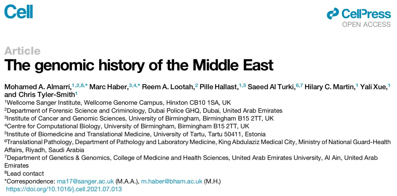 中东|填补人类历史空白：137个人类基因组测序揭示中东人群历史