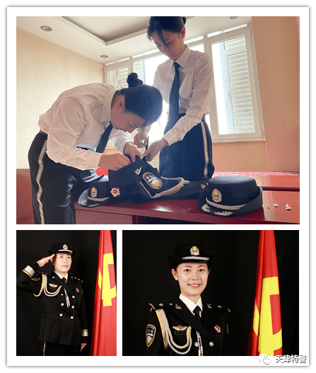 我与党旗合个影一身礼服映初心一颗警心永向党