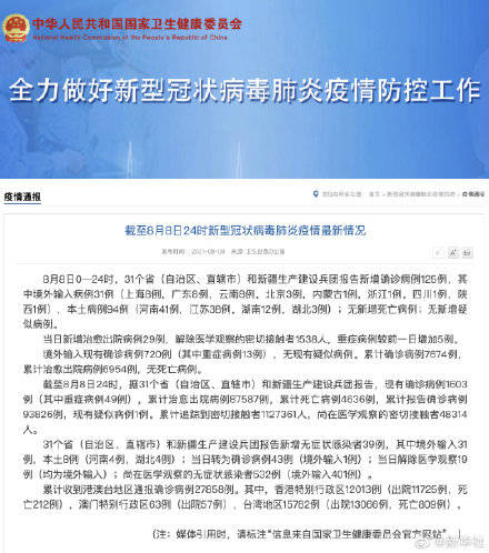 病例|8月8日新增确诊病例125例 8月8日新增本土病例94例