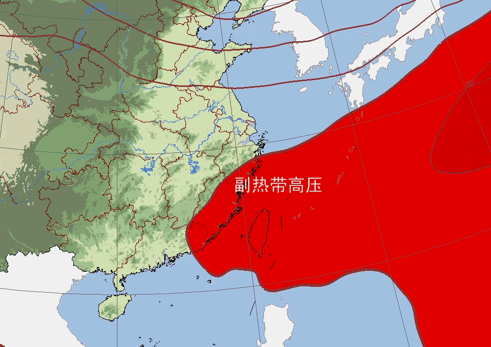 未来三天副热带高压变化示意