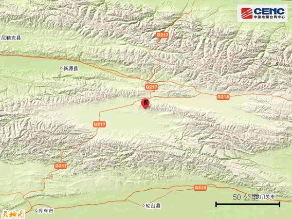 新疆巴音郭楞州和静县发生3.4级地震