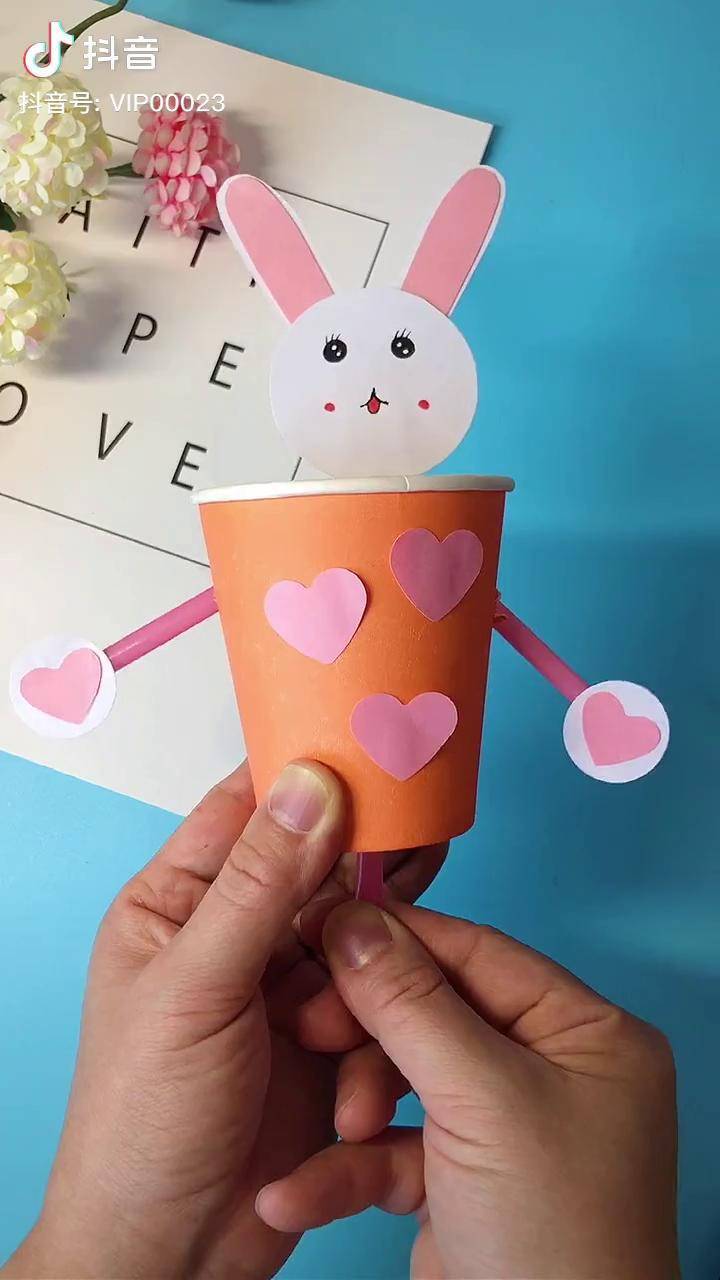 用一次性杯子做只可可爱爱的小兔子亲子手工萌知计划兴趣才艺创意手工