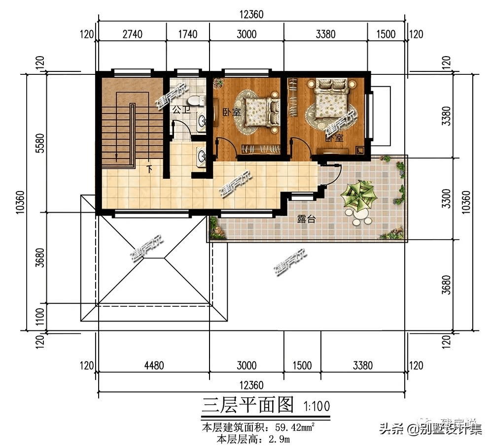 6米6,砖混结构,建筑高12.9米别墅图纸7品牌:建房说1,别墅图纸