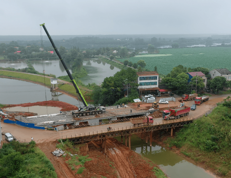 省道224新洲至保河堤公路引水渠中桥预计9月底建成_津市