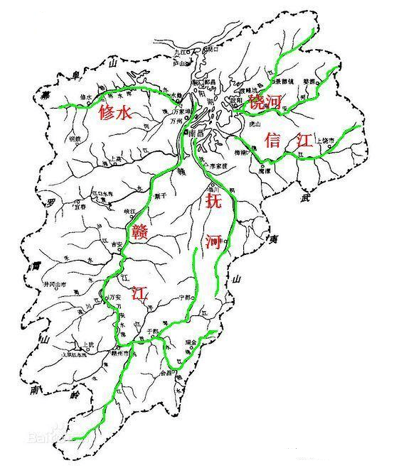 发源地:赣闽边界武夷山西麓流域面积:83500平方公里长度:766公里赣江