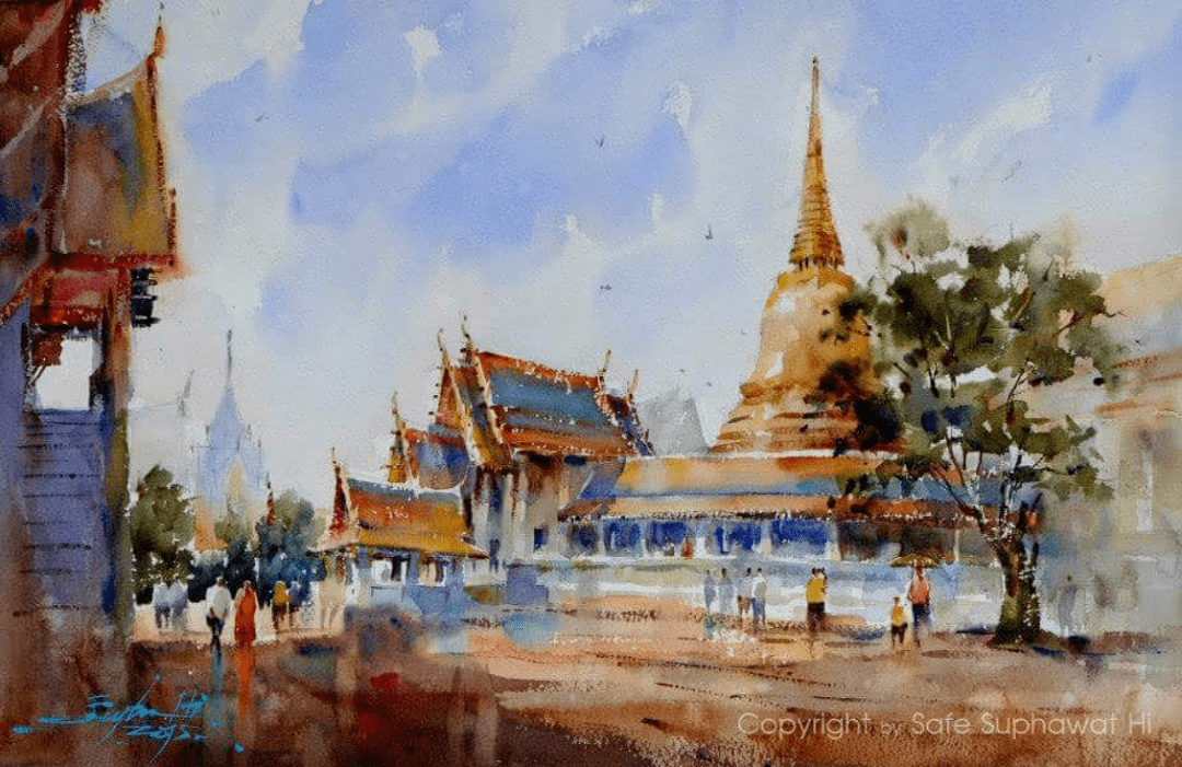 泰国水彩画家——suphawat hiranthanawiwat作品欣赏(街景系列一)