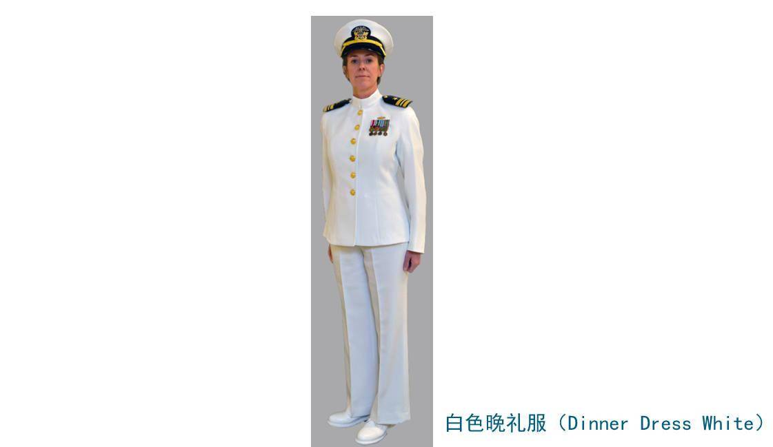 美国海军制服条令规定,白色礼服(包括蓝色礼服)使用全尺寸奖章,左胸