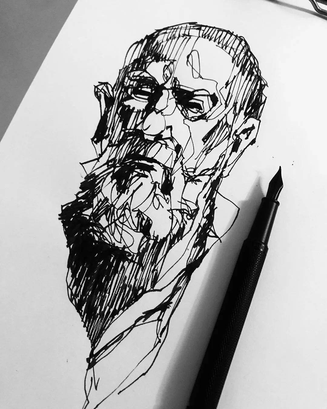 水笔素描速写,线条感十足!