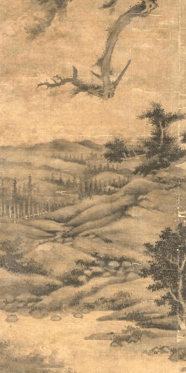 元代吴镇双松图轴平远之势苍茫遒劲