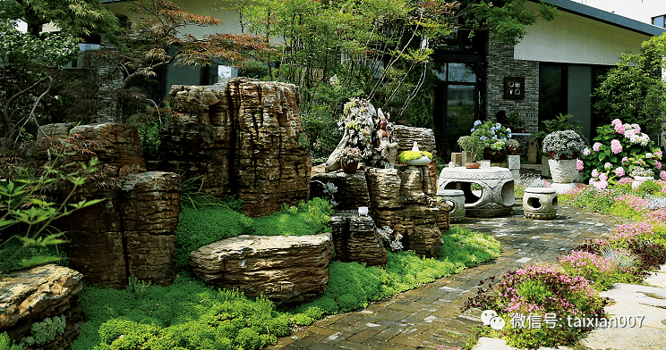 百年老石器中式庭院小景