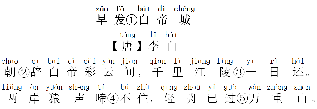 每日打卡110小學必背古詩早發白帝城