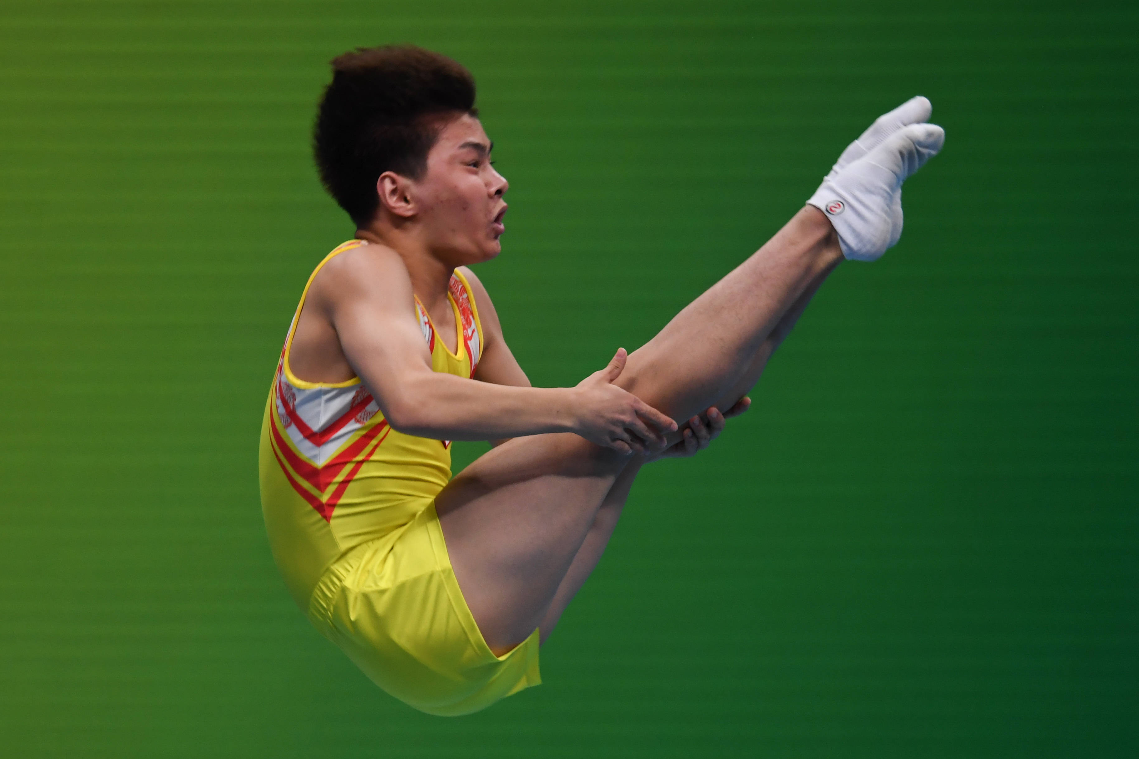 蹦床男子团体决赛赛况