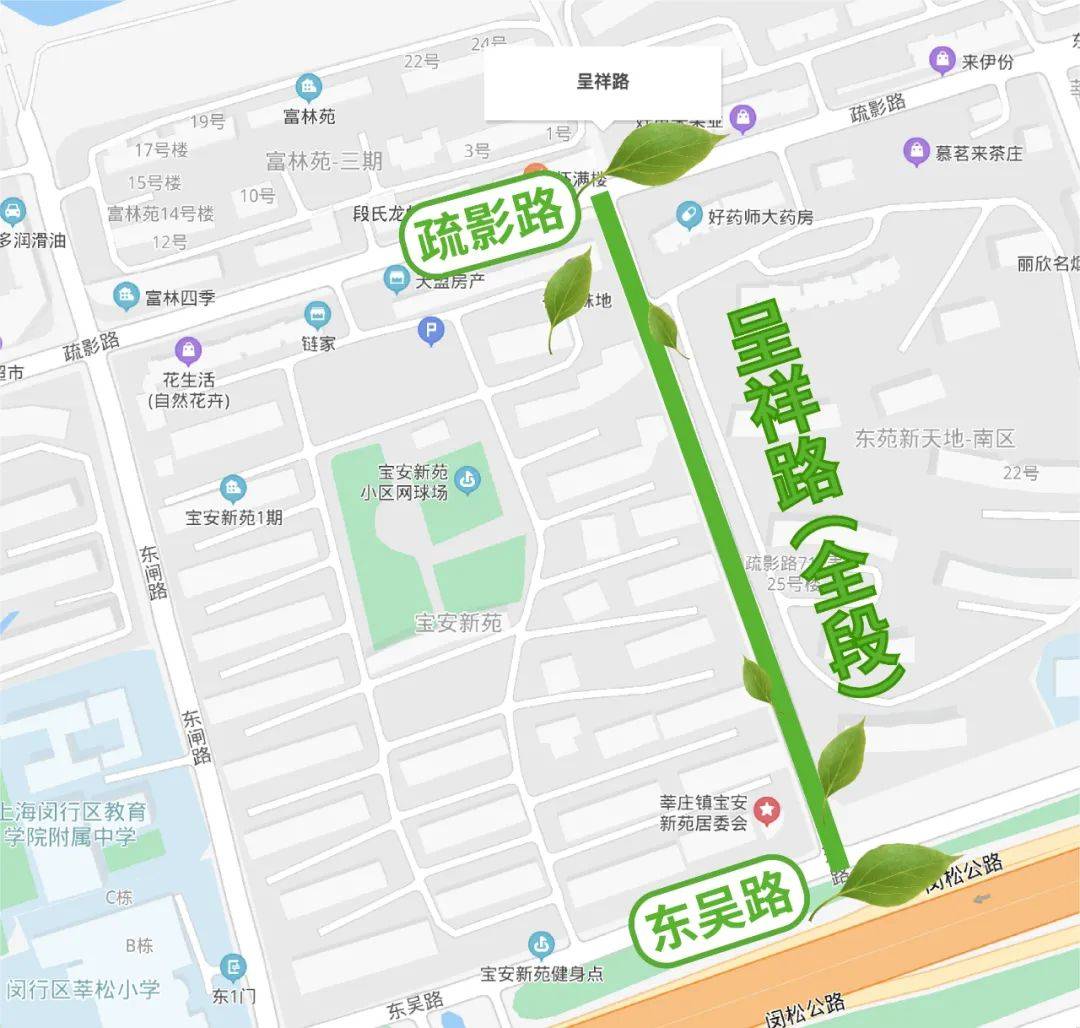 申富路(春光路—春中路)香樟颛盛路(沪闵路—繁安路)香樟联青路(元松