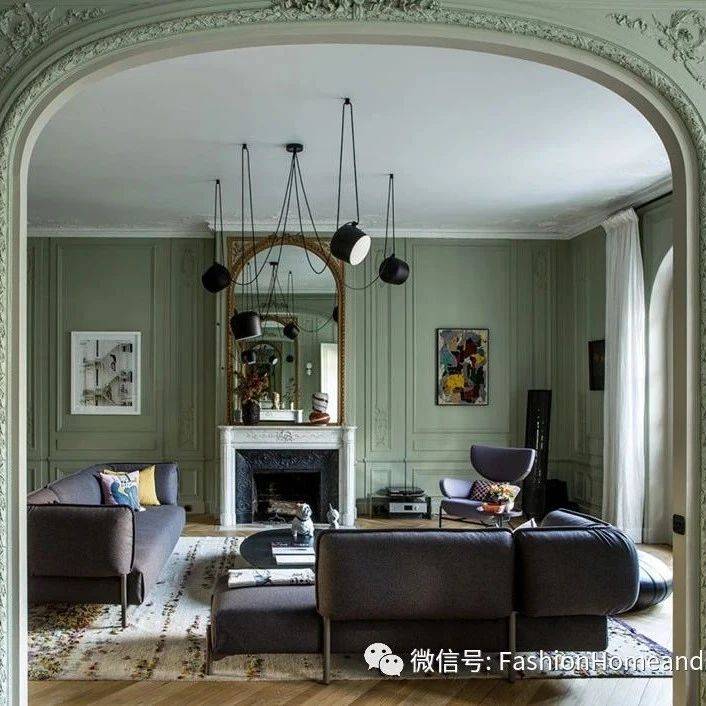 拥有大量艺术品的巴黎灰绿色雅致公寓#fashion空间#_课程表