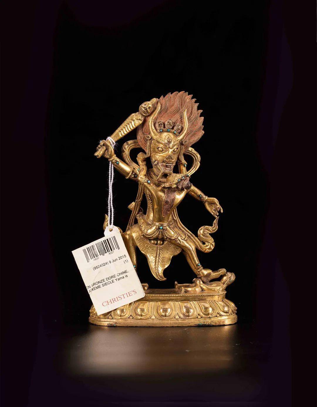 singapore queks collection本尊佛像头发冲上,牛头人身,面目狰狞,三