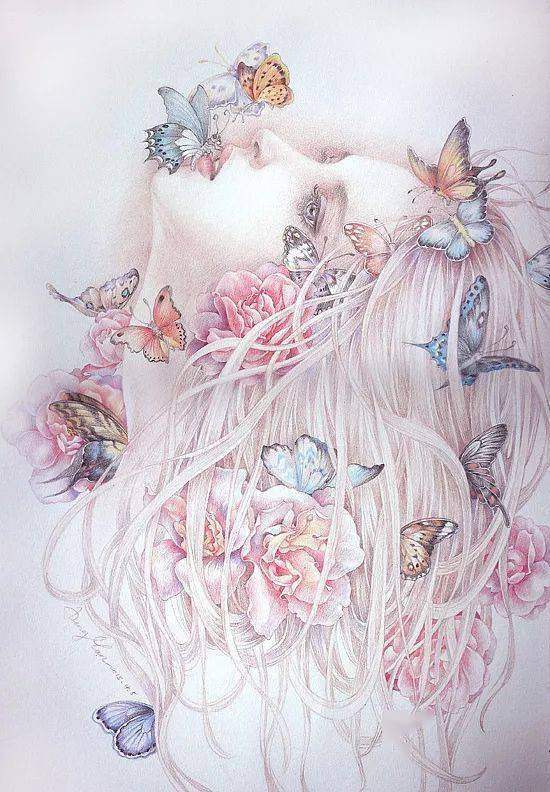 仙气逼人的彩铅插画,令人心醉,谁不喜欢呀!_唯美