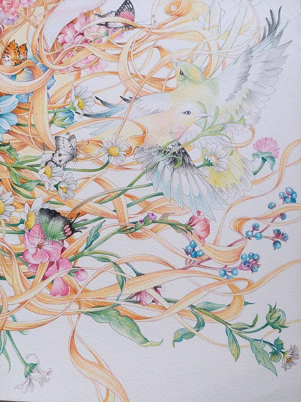 仙气逼人的彩铅插画,令人心醉,谁不喜欢呀!_唯美