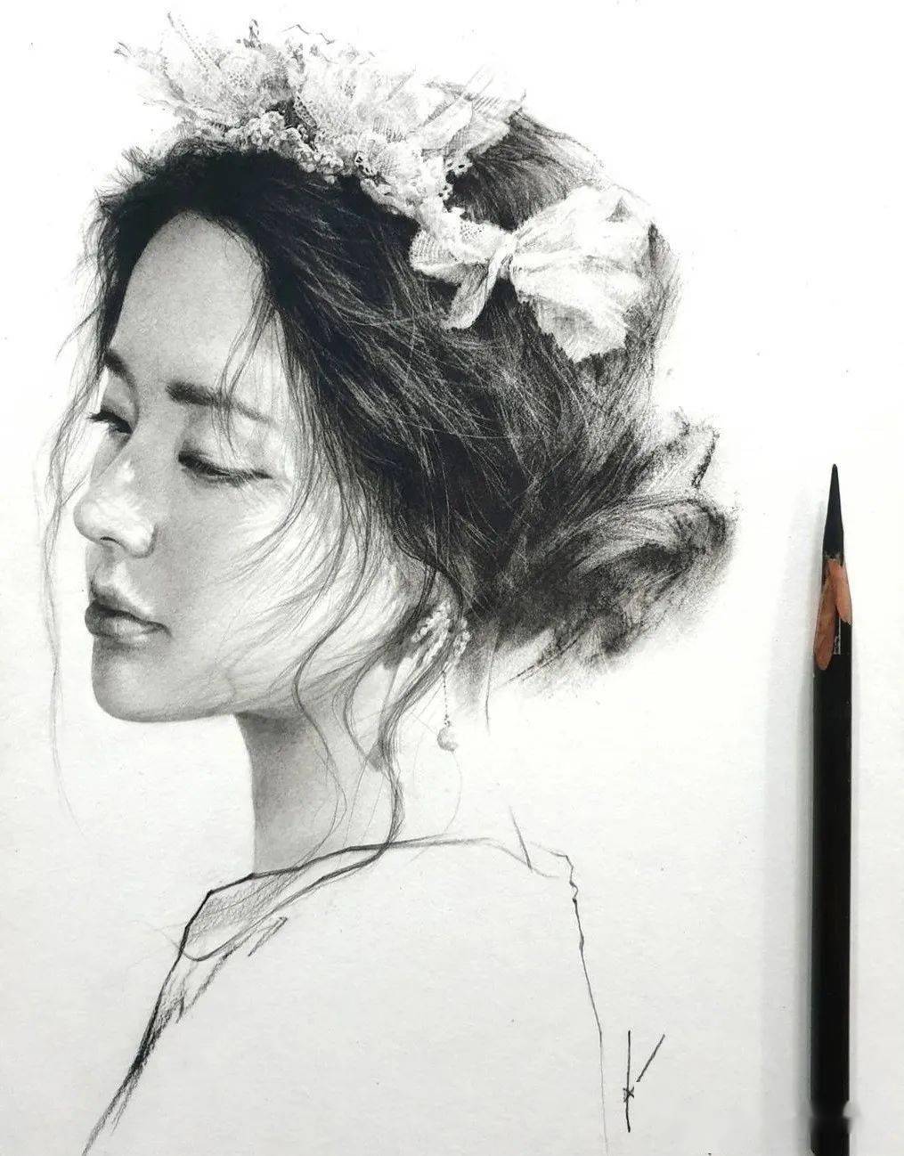 这铅笔素描画